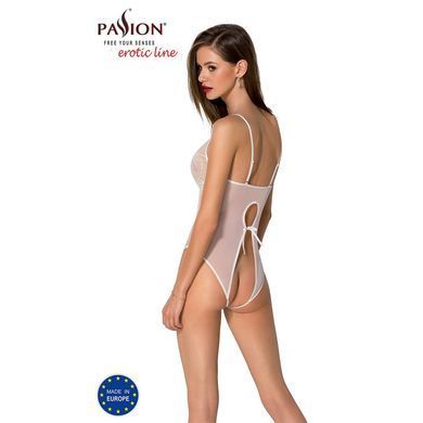 Боді з ажурним декором та відкритим кроком Passion URSULA BODY S/M, white SO5833 фото