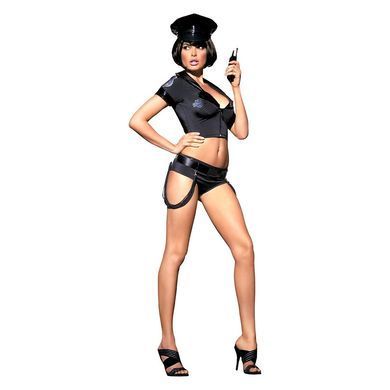 Еротичний костюм поліцейського Obsessive Police set S/M, black, топ, шорти, кепка, пояс, портупея SO7725 фото