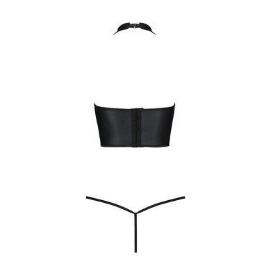 Комплект білизни з відкритими грудьми Passion GENEVIA SET WITH OPEN BRA XXL/XXXL black, корсет, стрі SO8441 фото