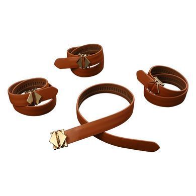 Набір фіксаторів для рук та ніг LOCKINK Hogtie Set, коричневий, ремені з натуральної шкіри SX0840 фото