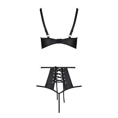 Комплект білизни Passion TASMINA SET S/M black, ліф, високі трусики з корсетом ззаду SO8491 фото