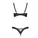 Комплект з екошкіри Passion CELINE BIKINI L/XL black, відкритий бра зі стрічками, стрінги SO6400 фото 4