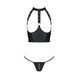 Комплект білизни з відкритими грудьми Passion GENEVIA SET WITH OPEN BRA XXL/XXXL black, корсет, стрі SO8441 фото 3