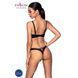 Комплект з екошкіри Passion CELINE BIKINI L/XL black, відкритий бра зі стрічками, стрінги SO6400 фото 2