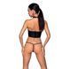 Комплект білизни з відкритими грудьми Passion GENEVIA SET WITH OPEN BRA XXL/XXXL black, корсет, стрі SO8441 фото 2
