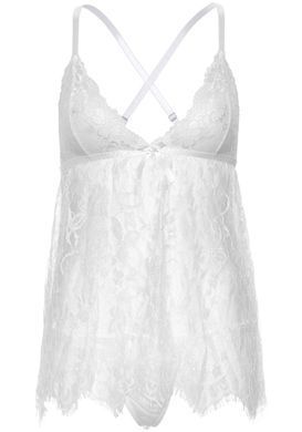 Сорочка бебі-дол Leg Avenue Floral lace babydoll & string White M, стрінги SO9173 фото