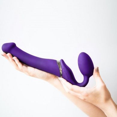 Безремінний страпон з вібрацією Strap-On-Me Vibrating Violet M, діаметр 3,8 см, пульт ДК, регульований SO3825 фото
