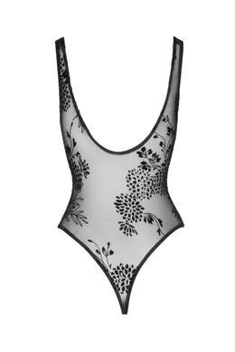Боді Noir Handmade F242 Tulle body with patterned flock embroidery, S SX0151 фото