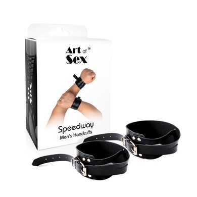 Чоловічі шкіряні наручники Art of Sex - Man Handcuffs Speedway L-2XL, колір чорний SO9999 фото