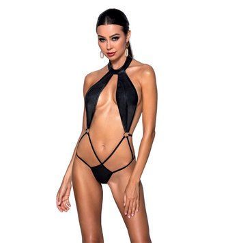 Боді-халтер з екошкіри Passion JANNIES BODY XXL/XXXL black SO8444 фото