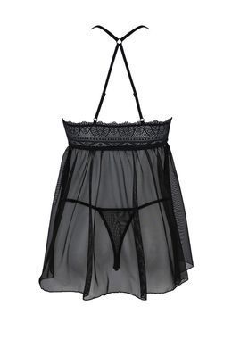 Пеньюар Passion KERRIA CHEMISE black, S/M, мереживний верх, трусики в комплекті SX0489 фото