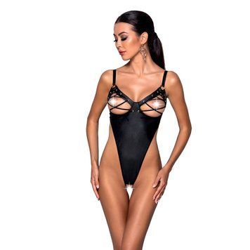 Боді з екошкіри Passion CELIN BODY S/M, black, з доступом, відкритий SO6404 фото