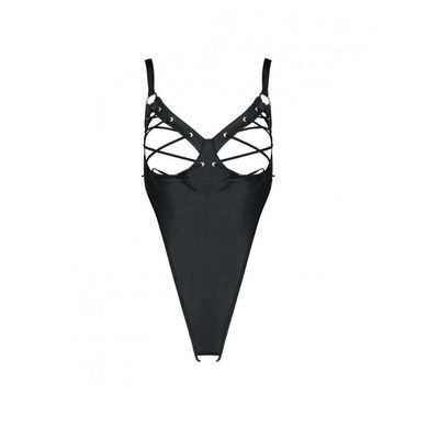 Боді з екошкіри Passion CELIN BODY S/M, black, з доступом, відкритий SO6404 фото