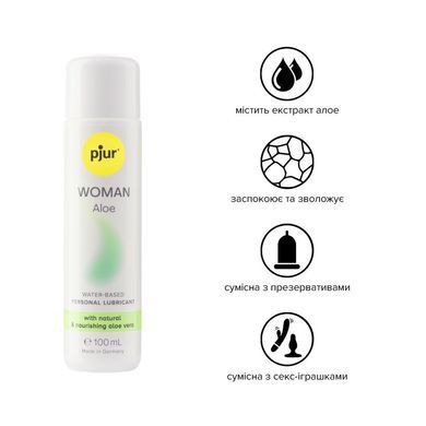 Лубрикант на водній основі pjur Woman Aloe 100 мл, з екстрактом алое, зволожувальний, без парабенів PJ13320 фото