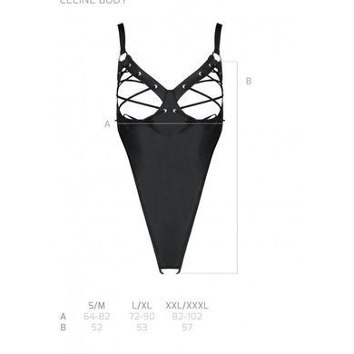 Боді з екошкіри Passion CELIN BODY S/M, black, з доступом, відкритий SO6404 фото