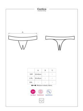 Мереживні танга з доступом Obsessive Contica crothchles thong L/XL, чорні SO7257 фото