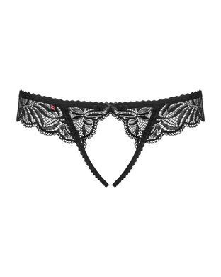 Мереживні танга з доступом Obsessive Contica crothchles thong L/XL, чорні SO7257 фото