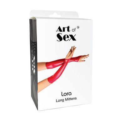 Вінілові мітенки Art of Sex - Lora довгі, размер S, колір червоний SO7340 фото