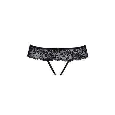 Мереживні стрінги з доступом Passion SENIA THONG L/XL, black SO5379 фото