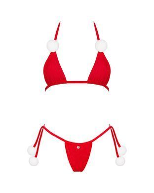 Новорічний комплект білизни з помпонами Obsessive Bobble Girl, червоний SO9024 фото