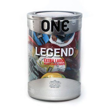 Набір презервативів ONE Legend XL, 100 шт, збільшений розмір, розширення на кінці, паковання-тубус SX0737 фото