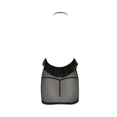 Сорочка прозора приталена Passion ERZA CHEMISE L/XL, black, трусики PS26004 фото