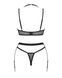 Комплект білизни Obsessive Selinne 3-pcs set M/L Black, бюстгальтер, стрінги пояс для панчіх SO8668 фото 4