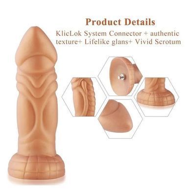 Фалоімітатор для секс-машин Hismith Slightly Curved Silicone Dildo Monster Series, кріплення KlicLok SO9960 фото