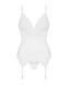 Сатиновий мереживний корсет Obsessive 810-COR-2 babydoll & thong L/XL, білий, корсет, танга SO7159 фото 5