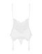Сатиновий мереживний корсет Obsessive 810-COR-2 babydoll & thong L/XL, білий, корсет, танга SO7159 фото 6