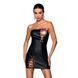 Мінісукня з екошкіри Passion CELINE CHEMISE S/M, black, шнурівка, трусики в комплекті SO6407 фото 1