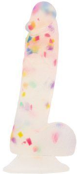 Фалоімітатор з конфетті ADDICTION - PARTY MARTY 7.5&Prime; - FROST & CONFETTI, 19 см, силікон SO4532 фото