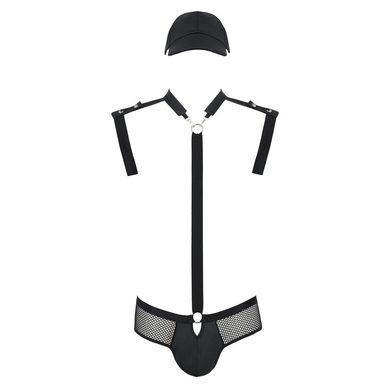 Комплект еротичної чоловічої білизни Passion 038 JOHN SET L/XL Black, боді, кепка SO7585 фото