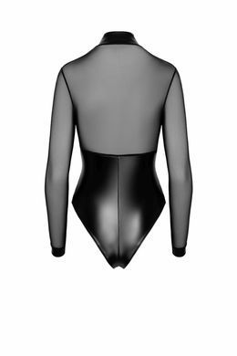 Боді Noir Handmade F321 Edge, M, низ під латекс, верх сітка, блискавка на все тіло, декор кільця SX0358 фото