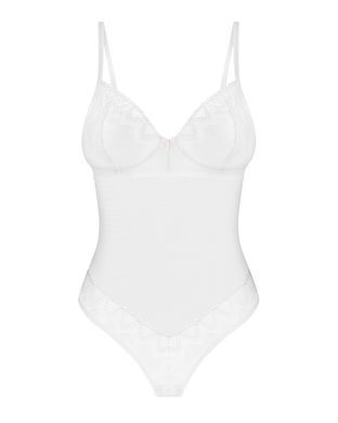 Боді Obsessive Alissium Teddy White, M/L, ліф з м&rsquo;якою чашкою, високі вирізи для ніг SX0595 фото