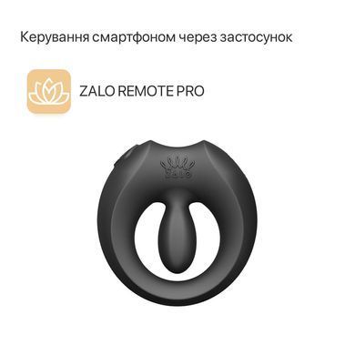 Ерекційне смарт-віброкільце Zalo Apis Obsidian Black, до 4 годин роботи, зарядний кейс SX2691 фото