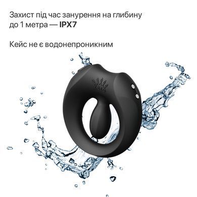 Ерекційне смарт-віброкільце Zalo Apis Obsidian Black, до 4 годин роботи, зарядний кейс SX2691 фото