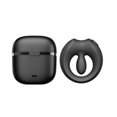 Ерекційне смарт-віброкільце Zalo Apis Obsidian Black, до 4 годин роботи, зарядний кейс SX2691 фото