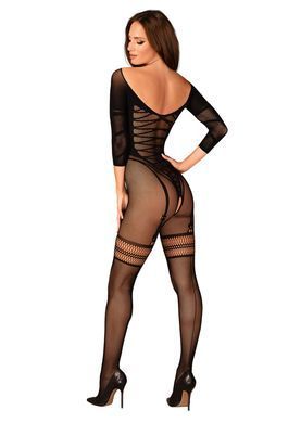Сітчастий бодістокінг з імітацією підв&rsquo;язок Obsessive Bodystocking G329 S/M/L, black, з доступом SO7693 фото
