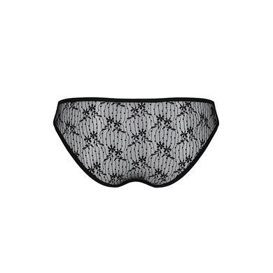 Трусики-сліпи з мереживною сіточкою Passion DINA THONG L/XL, black SO5340 фото