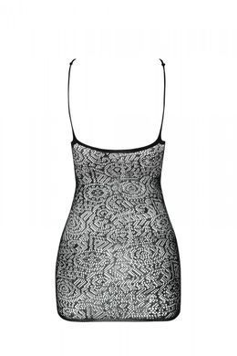 Ажурна мінісукня на тонких бретелях Passion BS096 One Size, black, плетіння на грудях SO8929 фото