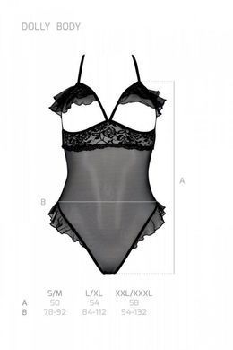Еротичне боді Passion DOLLY BODY, L/XL, black, з відкритими чашками SO9701 фото
