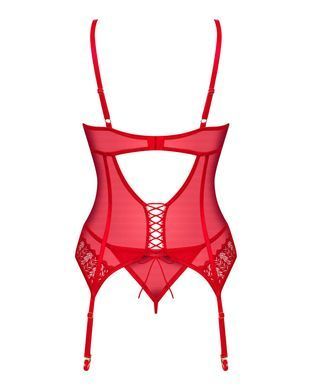 Комплект корсет та стрінги Obsessive Ingridia corset & thong M/L, червоний SO9029 фото