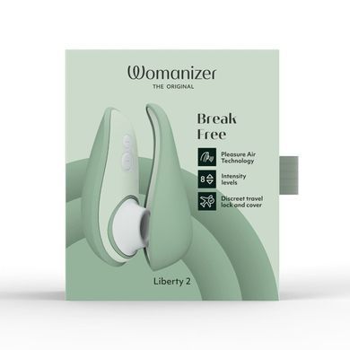 Вакуумний кліторальний стимулятор Womanizer Liberty 2 Sage, 8 режимів, магнітна кришечка SX0520 фото