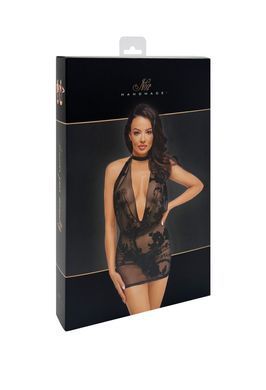 Сукня Noir Handmade F313 Mythos, M, black, прозора, міні, відкрита спина, декор зі стразів SX0316 фото