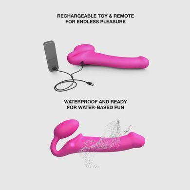 Безремінний страпон з вібрацією Strap-On-Me Vibrating Fuchsia M, діаметр 3,8 см, пульт ДК, регульований SX2571 фото