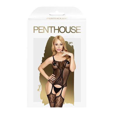 Бодістокінг із силуетним малюнком та імітацією підв'язок Penthouse - Miss Curvy Black XL SO5282 фото