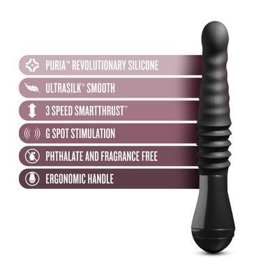 Пульсатор Blush Temptasia &ndash; Lazarus Thrusting Dildo &ndash; Black, ребристий стовбур, 3 швидкості SO8836 фото