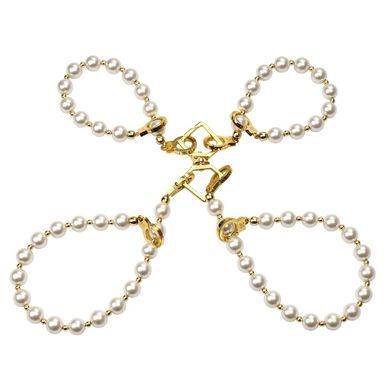 Перлинний набір для фіксації LOCKINK Pearl Bondage & Restraint Set, наручники, поножі, повідець SX0908 фото