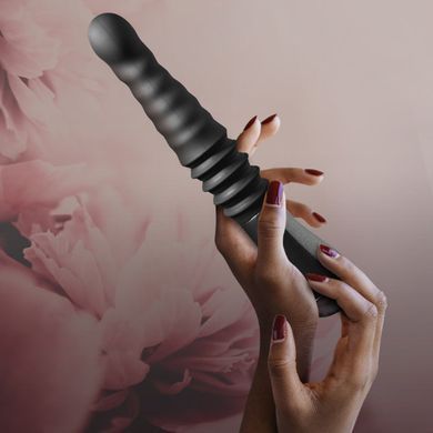 Пульсатор Blush Temptasia &ndash; Lazarus Thrusting Dildo &ndash; Black, ребристий стовбур, 3 швидкості SO8836 фото